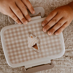 Ланч-бокс с разделителем Mrs. Ertha "Soft Squares", кремовая клетка виши